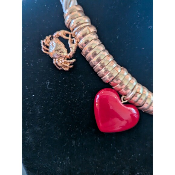 ZARA Necklace Women's Seashore Charms Golden Enamel Cream Cord Statement Coastal - Picture 5 of 15